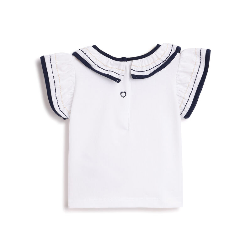 Girls White & Blue Solid Short Sleeve T-Shirt image number 1